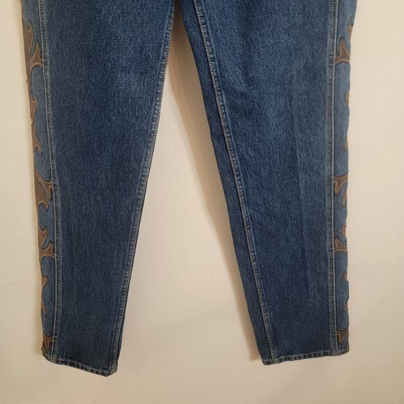 Vintage Lawman Jeans 32x33 Blue Western Leather Studded Pant Women Denim Tall - Picture 12 of 16